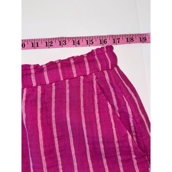 Gap Pull-On Gauze Shorts Fuchsia Pink Cotton Elastic Waist Striped Beach Large - Picture 5 of 14